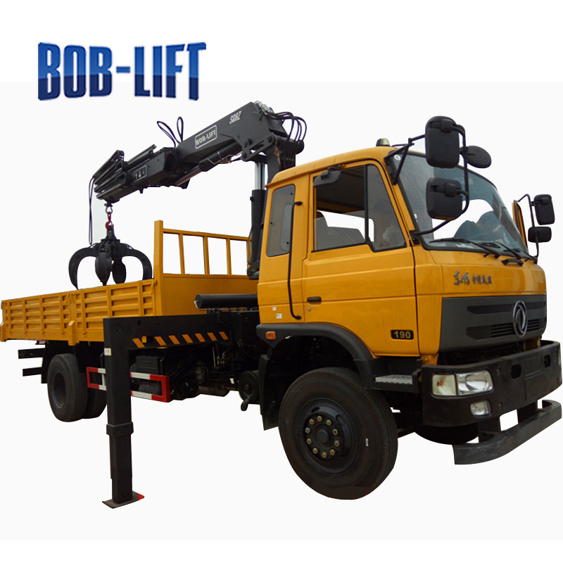8 ton crane truck for sale Self Loading Crane Truck Mounted with Clamshell Bucket