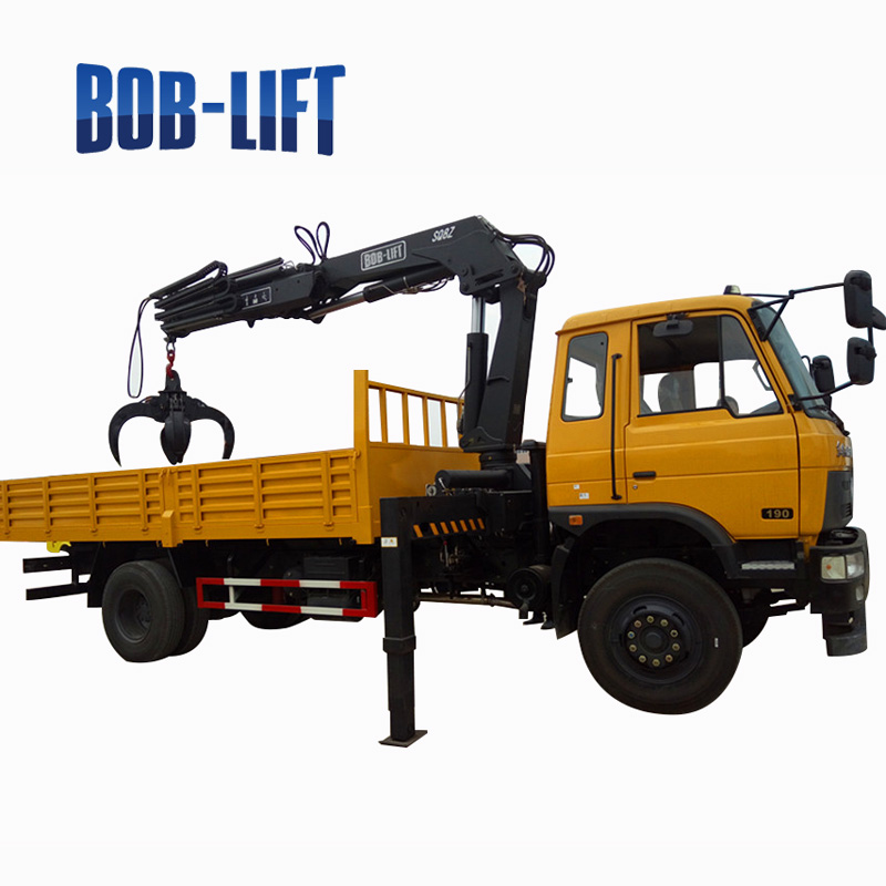 Truck mounted crane for sale 8 Ton Self Loading Crane Truck Mounted with Clamshell Bucket
